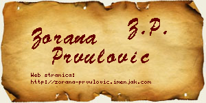 Zorana Prvulović vizit kartica